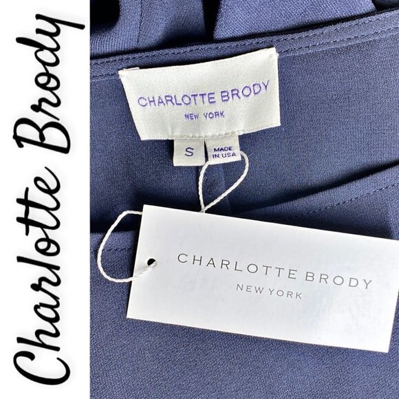 NWT CHARLOTTE BRODY Tie Sleeve Navy Double Georgette Blouse, Size Small - Picture 5 of 9